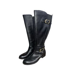 Naturalizer Leather Knee High Riding Buckle Boots Wide Calf Size 6.5